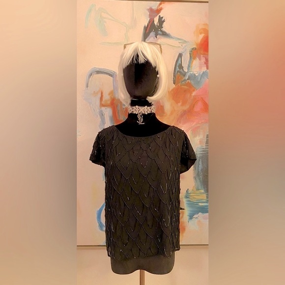 Alice + Olivia Black Beaded Top NWT ( New with Tags ).NWT